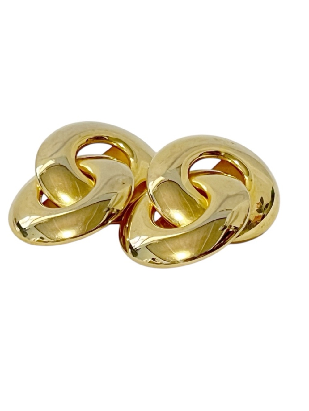 1980s Gold Interlocking Love Knot Clip-On Earrings chunky goldtone